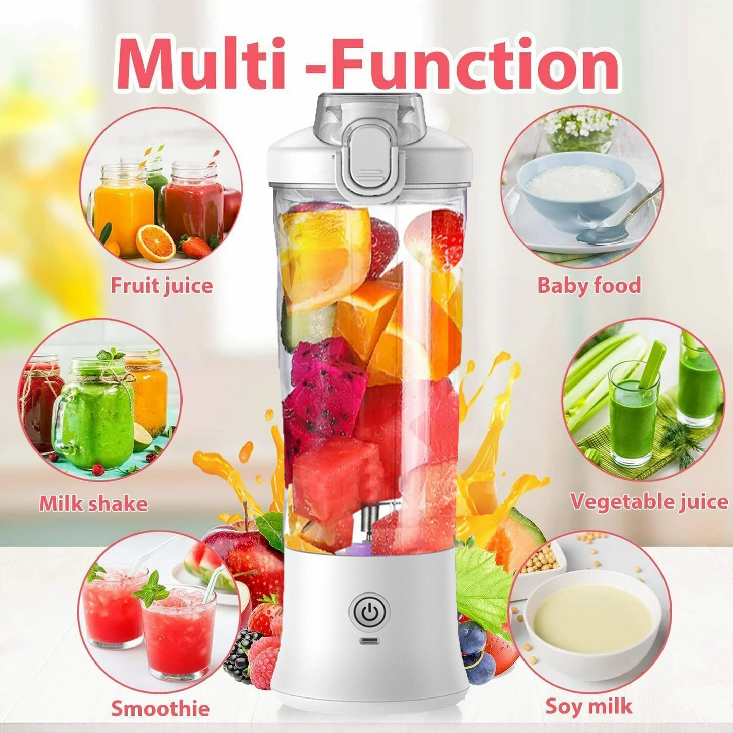 600ml Waterproof Portable Blender - Eco-Friendly, Powerful Pulse Technology, IPx67 Rated for Outdoor Use